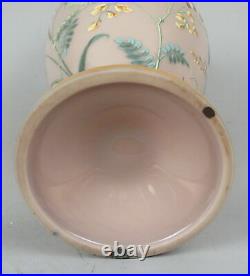 11 Antique Bohemian Victorian Harrach Hand Painted Enamel Art Glass Basket Vase