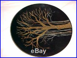 11 Signed Helen Newhard Modern Enamel Copper Art Plate Midcentury Tree Painting