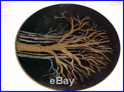 11 Signed Helen Newhard Modern Enamel Copper Art Plate Midcentury Tree Painting