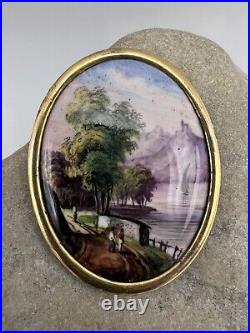 18th or Early 19th Century Miniature Landscape Oil Painting
