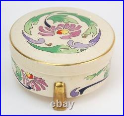 1910 Art Nouveau American Satsuma Hand Painted Enameled Dresser Jar Ledwich