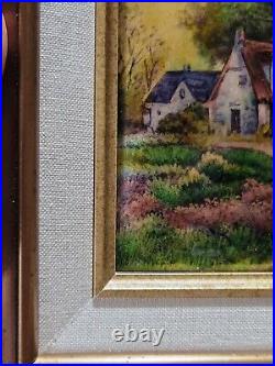 1920s Alexandre Marty Limoges Enamel On Copper Painting Plaque Framed Beautiful