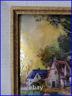 1920s Alexandre Marty Limoges Enamel On Copper Painting Plaque Framed Beautiful