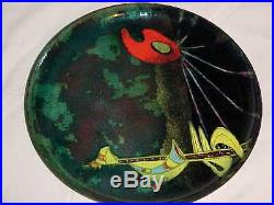 1956 Signed Bailey Modern Midcentury Surrealist Enamel Copper Art Plate Painting