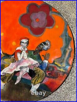 1960's Enamel on Copper Painting Black Woman, Ballerina, & Clown / Harlequin