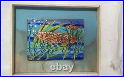 1970 Arthur E. Harvey Enamel On Copper Painting of Fishes In The Sea Signed AEH