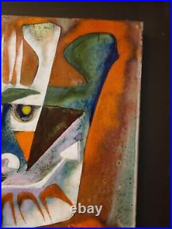 1971 Kay Whitcomb Abstract Painting Surrealistic Head In A Chalice MID Century