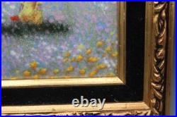 1974 Impressionist Style Enamel on Copper Painting Figural Landscape by Mingolla