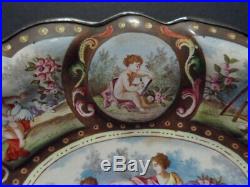 19TH Stunning Antique Vintage Austrian Viennese cherubs Painting Enamel Plate