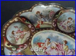 19TH Stunning Antique Vintage Austrian Viennese cherubs Painting Enamel Plate