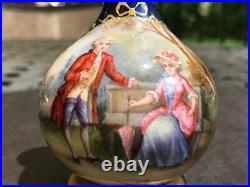 19th C. French Limoges Enamel Hand Painted Miniature Portrait Vase, SIGNED G. H