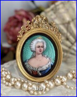 19th Centrury Marie Antoinette French Guilloché Enamel Portrait Miniature