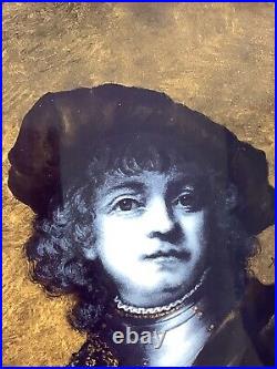 19th century Domed Enamel Plate Miniature Portrait of Rembrandt as a Young Man