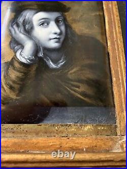 19th century Enamel Painted Curved plate Portrait RAPHAEL SANZIO signed