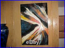 28 X 18 Signed Dick&marie Eyres Modern Enamel Steel (not Copper) Art Painting