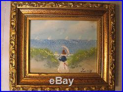 2 Enamel on Copper Paintings by Jean Lucey French Impressionist -Matching Frames