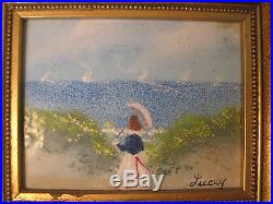 2 Enamel on Copper Paintings by Jean Lucey French Impressionist -Matching Frames