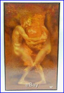 2 Male Nudes Large Lester Russon Surreal Oil Painting Glossy Enamel Finish-men