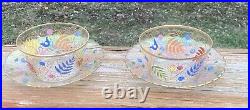 2 Moser Theresienthal Bohemian Czech Art Glass Hand Painted Enameled