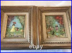 2 Original LOUIS CARDIN ARTIST SIGNED ENAMEL on Copper CHILDREN Framed Paintings