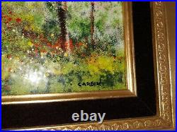 2 Original LOUIS CARDIN ARTIST SIGNED Enamel On Copper Framed Paintings GORGEOUS