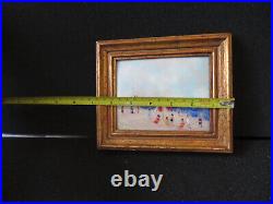 2 Vintage 1960s Framed ENAMEL ON COPPER Paintings Beach/Balloon sgnd MAX KARP