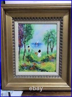 2 Vintage Children by a Pond & Kids with Balloon by Louis Cardin