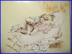 (3) Original Max Karp Enamel On Copper Intimate Scene Painting's Signed