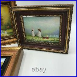 4 5.5 Enamel on Copper Paintings Signed Charles Parthesius Girls Nature JE