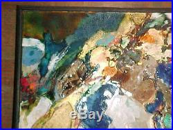 64 Harvey Klineman Modern Midcentury Abstract Enamel Copper Art Plaque Painting