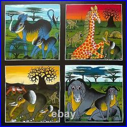 AFRICAN ANIMALS YOUNG AND ADULT FOUR GLIMPSES AND TWO BOABABS by ALLY