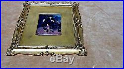ANTIQUE 19c FRENCH INTRICATE ENAMEL PLAQUE AFTER MESSIONIER, ORNATE FRAME, SIGNED