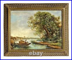 ANTIQUE 19thC FRENCH GUILLOCHE ENAMEL PLAQUE LANDSCAPE SCENE, SIGNED TOUTIN