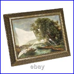 ANTIQUE 19thC FRENCH GUILLOCHE ENAMEL PLAQUE LANDSCAPE SCENE, SIGNED TOUTIN