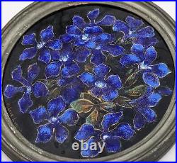 ARTS & CRAFTS FRENCH NIREL LASONE HAND PAINTED ENAMEL FLOWERS PANEL c1900