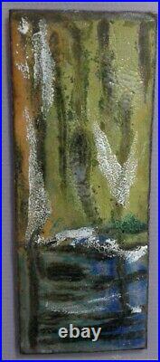ART Painted and Enameled Tile Framed and Matted Mid Century Modern Studio Style