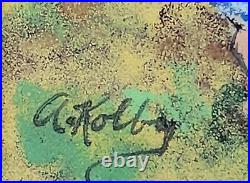 A Kolby Signed Enamel Copper Painting Playing Children Well Framed