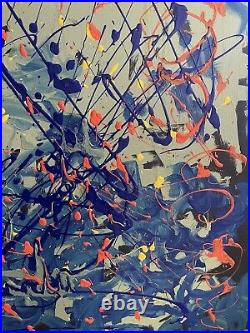 Abstract Expressionist Drip Oil Painting On Canvas in style of Jackson Pollock