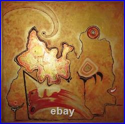 Abstract art painting contemporary figures surrealism cyber landscape gold paint