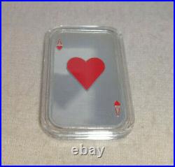 Ace Of Hearts Playing Card Proof Painted Enamel 1 oz Silver Art Bar