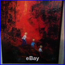 Amazing Artist Max Karp Enamel On Copper Painting Rare Red Color! Must See