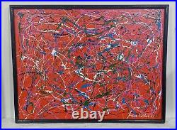 Amazing Jackson Pollock Enamel On Canvas 1951 With Frame In Good Condition