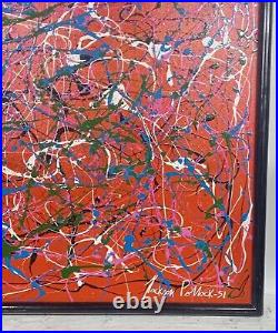 Amazing Jackson Pollock Enamel On Canvas 1951 With Frame In Good Condition