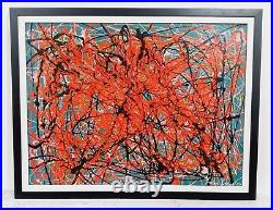 Amazing Jackson Pollock Enamel On Canvas Dated 1950 With Frame In Good Condition