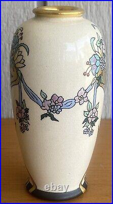 American Satsuma Art Nouveau Vase by G. Hasbrouck Enamel Paint Japanese Blank