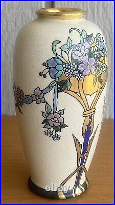 American Satsuma Art Nouveau Vase by G. Hasbrouck Enamel Paint Japanese Blank