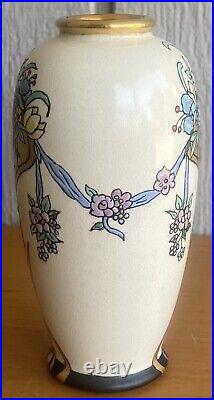 American Satsuma Art Nouveau Vase by G. Hasbrouck Enamel Paint Japanese Blank