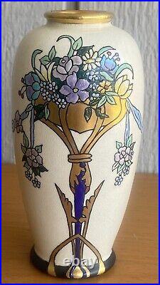 American Satsuma Art Nouveau Vase by G. Hasbrouck Enamel Paint Japanese Blank