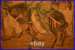 Ancient Chinese Original Donkey Rider Scholar Floral Mountain Landscape Painting