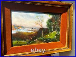 Ann Berthoin Enamel On Copper Pleasant Pasture Painting Art Rare 1970